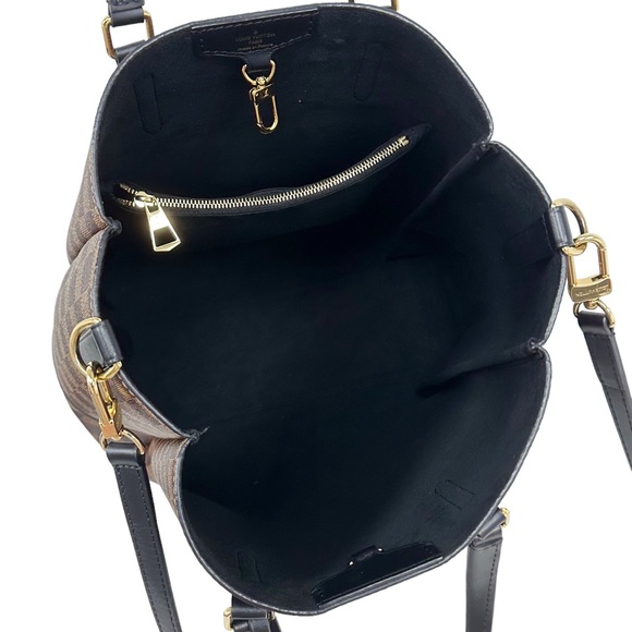 Louis Vuitton Damier Ebene Belmont NV MM Tote Bag N60294 LV + Pouch Brown Black - Picture 4 of 12